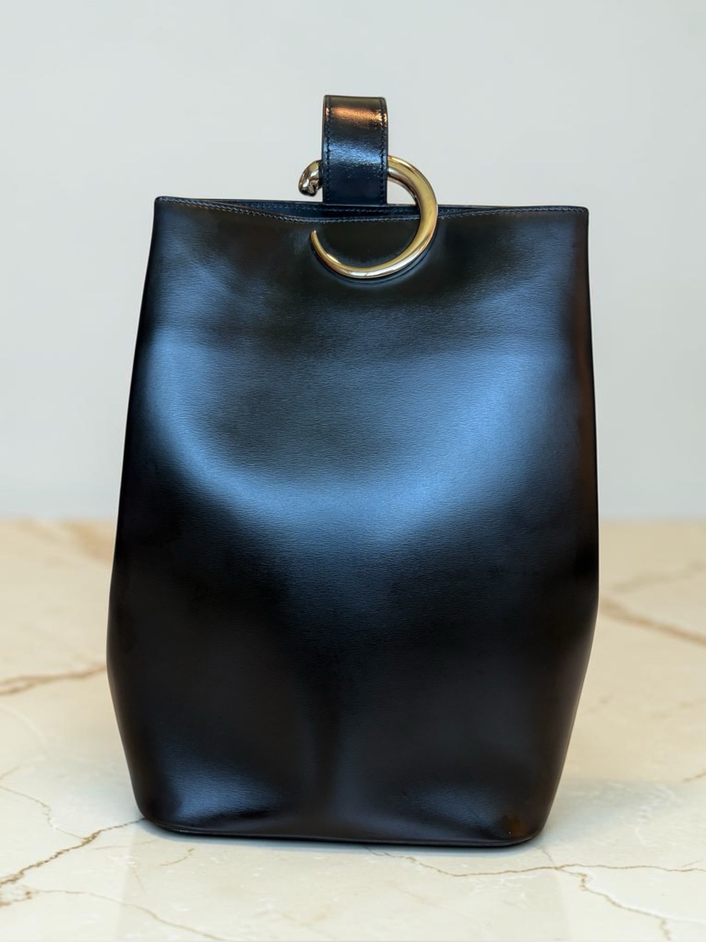 Cartier Classic Black Leather backpack with Silver Panthere logo, open to offers